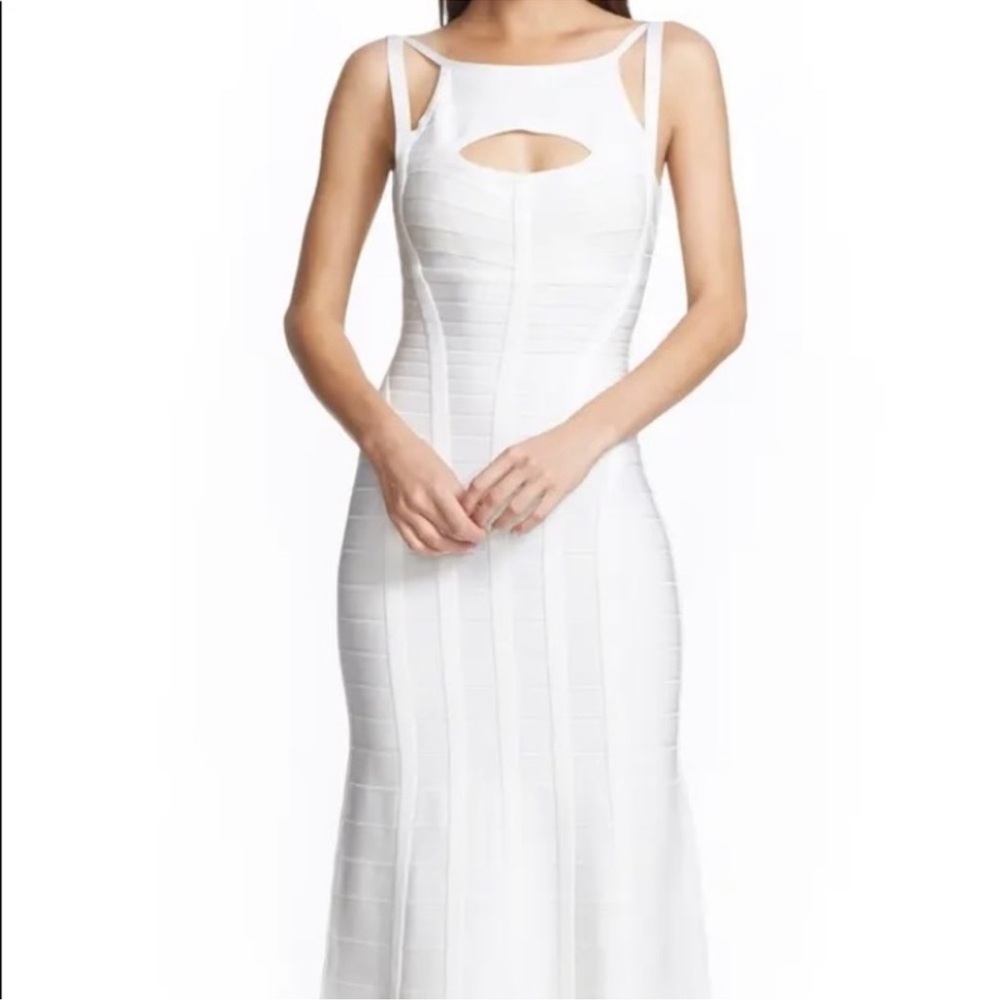 Herve Leger White Strapless Dress